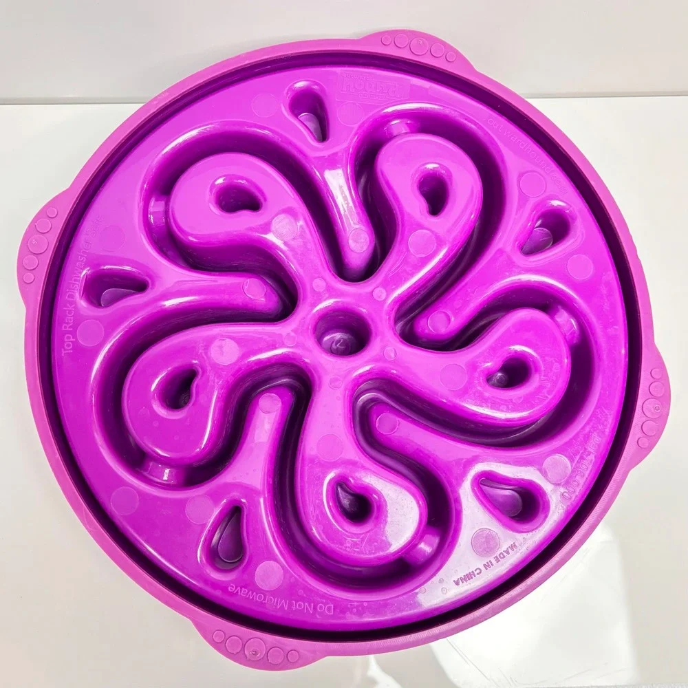 Outward Hound Fun Feeder Slo Bowl Purple Flower Maze Slow Feeder Dog Bowl Large